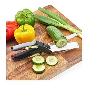 Clever Cutter Steel Smart Clever Cutter Kitchen Knife Food Chopper and in Built Mini Chopping Board with Locking Hinge; with Spring Action; Stainless Steel Blade