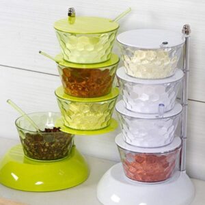 Pickel Container Multipurpose 360 Degree Rotating Spice Rack Storage Box Container for Kitchen, Pickle Tower Set - Multicolor