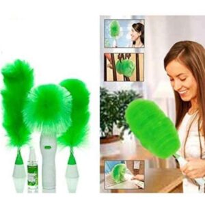 Hand-Held, Sward Go Dust Electric Feather Spin Duster, Green. Electronic Motorised Cleaning Brush Set