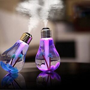 USB Portable Desktop Bulb Air Humidifier, Ultrasonic Humidifier with On/Off 7 Color Changing LED Night Lights, 400ml USB Portable Mist Air Humidifier For Home, Office, Bedroom, Baby Room