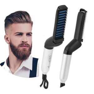 Quick Beard Straightener Hair Styler Comb, Perfuw 2019 Upgraded Electric Anti-Scald Modeling Comb Men's Hair Straightening Comb