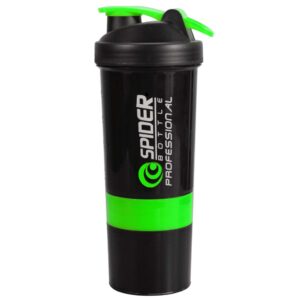 Spider Protein Shaker Bottle with 2 Storage Extra Compartment for Gym-500ml