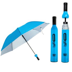 Foldable Windproof Double Layer Multicolor Umbrella with Bottle Cover for UV Protection and Rain