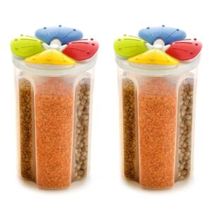 4 Section Air Tight Food Grain Storage Masala, Cereal Dispenser Jar/Container/Box, 2500ml